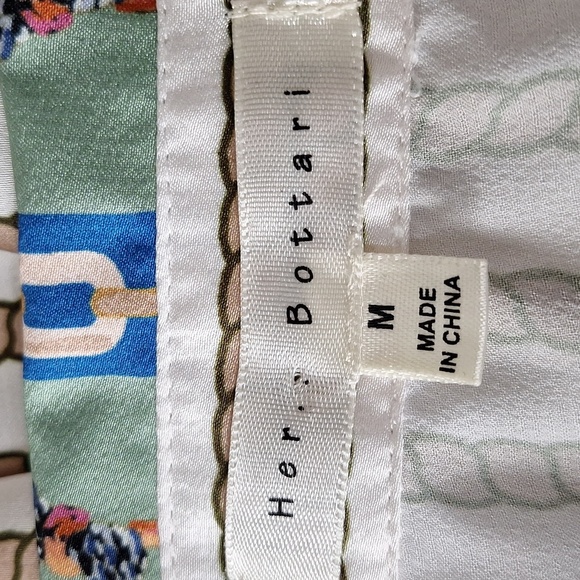 Her Bottari Sage Green Multicolor Western Chain Rope Button Down Blouse Size M - Picture 10 of 12